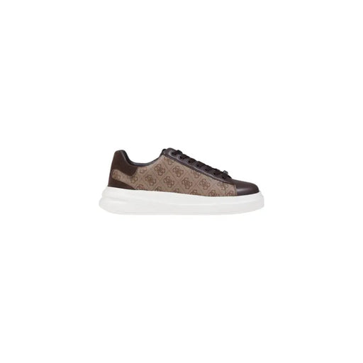Guess Herren-Sneaker, braun und beige, gemustert, niedrigtop Sneaker mit weißer Gummisohle aus Polyurethan-Kunstleder, Größe 12