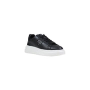 Schwarz Guess Elban Herren-Sneaker mit weißer Gummisohle und genähtem schwarzem Obermaterial aus Wildleder-Polyester