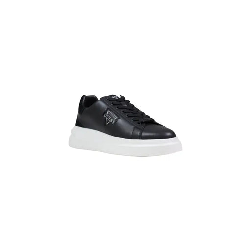 Schwarz Guess Elban Herren-Sneaker mit weißer Gummisohle und genähtem schwarzem Obermaterial aus Wildleder-Polyester