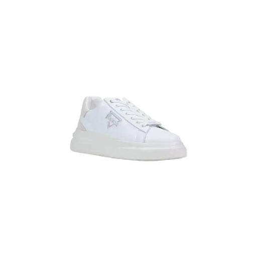 Guess Herren-Sneaker, weißes Wildleder, niedrigtop Sneaker mit silbernem Logo und klobiger weißer Sohle für sportliche Anlässe