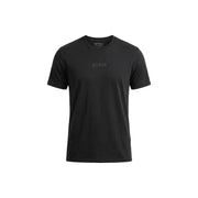 Schwarz Guess Männer t-shirt mit dezenter grauer Logostickerei auf der Brust aus angenehmem Baumwollmaterial