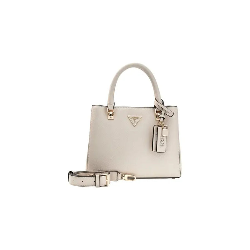 A sleek off-white gucci handbag with textured surface and gold-tone hardware featured in guess white polyurethane collection