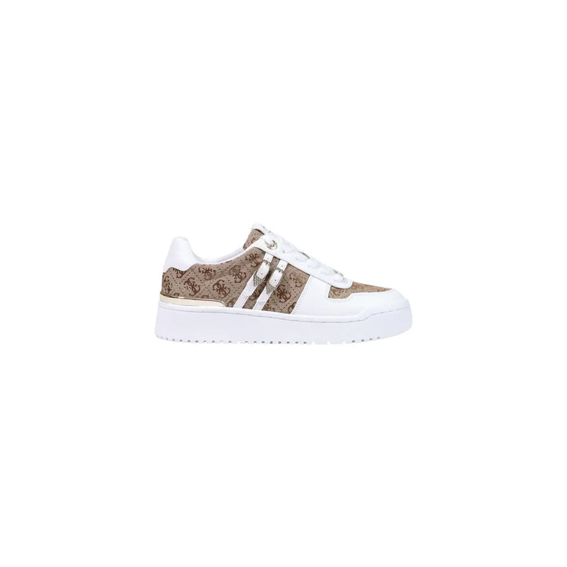 Guess women beige sneaker with white and beige pattern and chunky sole made of polyurethane slip-resistant material