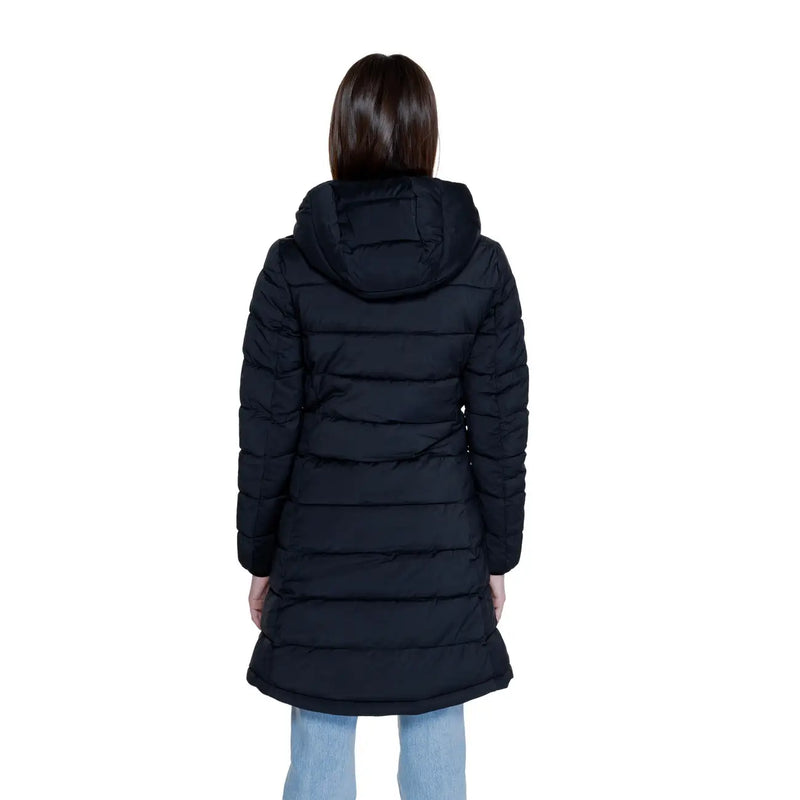 Guess Schwarze, gesteppte Damen-Winterjacke mit Kapuze aus Polyester mit elegantem, modernem Design für kaltes Wetter