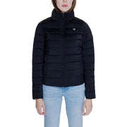 Women’s black puffer jacket with high collar and front zipper from Guess Women collection