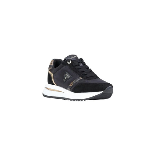 Guess Schwarze Damen-Sneaker aus Polyester mit goldenen Akzenten und weißer Zwischensohle für sportlich-lässige Kleidung