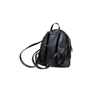 Guess women black polyurethane rucksack with multiple pockets black faux leather and gold-tone zippers backpack