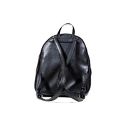 Black faux leather Guess women rucksack with multiple pockets adjustable straps and gold-tone hardware