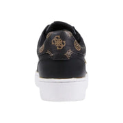 Guess women black slip on sneakers with gold-toned logo pattern and white polyurethane platform sole