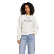 cremefarben Guess Sweatshirt mit silbernem Glitzerlogo und est-Details aus Viskosemischung für Damen