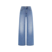 Guess Bellagio Jeans für Damen, hellblaue Baumwollmischung, weite Jeans aus Denim mit hoher Taille und klassischem Fünf-Taschen-Design