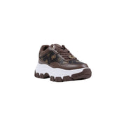 Guess women brown polyurethane chunky platform sneakers with black accents and gold logo for fall shoes