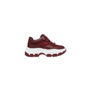Guess women brown polyurethane sneakers featuring maroon and white chunky sole with textured upper for fall shoes