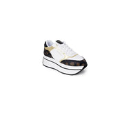 Guess Women brown print platform sneakers with white, black, gold accents