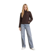 Guess Braune, gesteppte Damen-Polyester-Daunenjacke mit hohem Kragen und Reißverschluss für kaltes Wetter