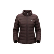 Guess Braune, gesteppte Damen-Rollkragenjacke aus Polyester mit hohem Kragen und dreieckigem Logo auf der linken Brust