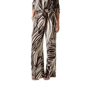Guess Braune Damen-Viskosehose mit braun-cremefarbenem Zebrastreifenmuster und weitem Bein aus der Frühjahr/Sommer-Kollektion