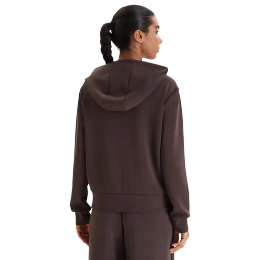 Guess Braunes Damen-Sweatshirt mit Reißverschluss aus Modal-Mischgewebe mit elegantem Kapuzendesign, lockerer Passform und gerippten Bündchen.