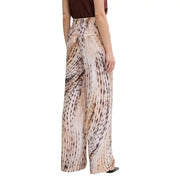 Weitbeinig guess Dalia Damen-Jogginghose, beige Lyocell-Hose mit fließendem, hellbeigem Stoff und abstraktem Tiermuster