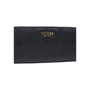 Schwarz Guess Diana Damen-Geldbörse, groß, 21 cm, aus Polyurethan mit geprägtem Logomuster und goldfarbenem Branding