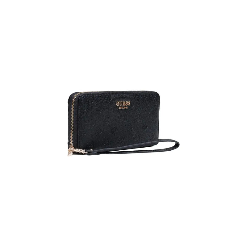 Schwarz guess Diana große Geldbörse mit Reißverschluss aus Polyurethan mit geprägtem Logo und goldfarbenem Reißverschlussanhänger, Größe 21 cm