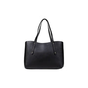 Black pebbled leather tote bag with two top handles for Guess Women Fall Winter collection