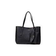 Black pebbled leather Guess tote bag with matching keychain for women fall winter collection