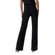 Guess Schwarze Damen-Baumwollhose „New Faye Pant“ mit weitem Bein und dezenten Ziernähten.