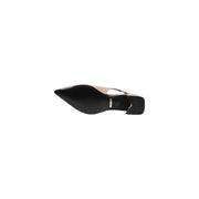 Guess women black pointed-toe pump with nude leather upper and block heel for stylish formal wear