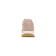 Beige suede Guess women platform sneaker with white midsole and tan outsole made of polyester materials