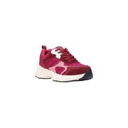 Guess women platform sneakers bordeaux with vibrant burgundy and pink suede mesh upper and chunky white sole