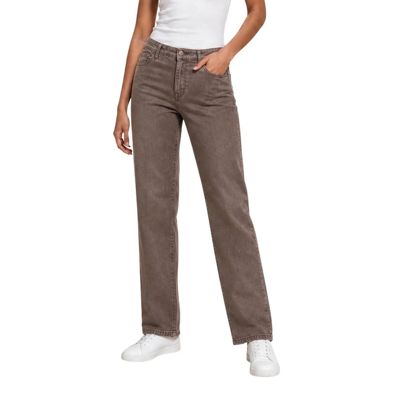 Guess Sexy braune Palazzo-Hose aus Lyocell für Damen mit geradem Bein, klassischem Fünf-Taschen-Design und dezenter Waschung.