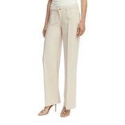 Guess Sexy Palazzo-Hose für Damen aus braunem Lyocell mit beigefarbenem, weitem Bein, glattem, tailliertem Stoff und klassischem Fünf-Taschen-Design