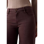 Dunkelbraune, hochgeschnittene Slim-Fit-Jeans mit dezenten Ziernähten ergänzen Guess Sexy Palazzo-Hosen für Damen