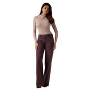 Ein Paar Guess Sexy Palazzo-Hose für Damen, hochgeschnitten, braun, aus Lyocell mit glatter Stoffoberfläche