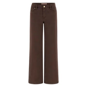 Guess Sexy braune Palazzo-Hose aus Lyocell für Damen mit weitem Bein, klassischem Fünf-Taschen-Design und goldfarbenem Knopfverschluss.
