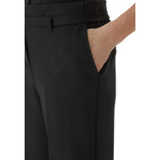 Guess Schwarze, taillierte Damenhose aus strukturiertem Crêpe mit elegantem, geradem Bein und passendem Gürtel