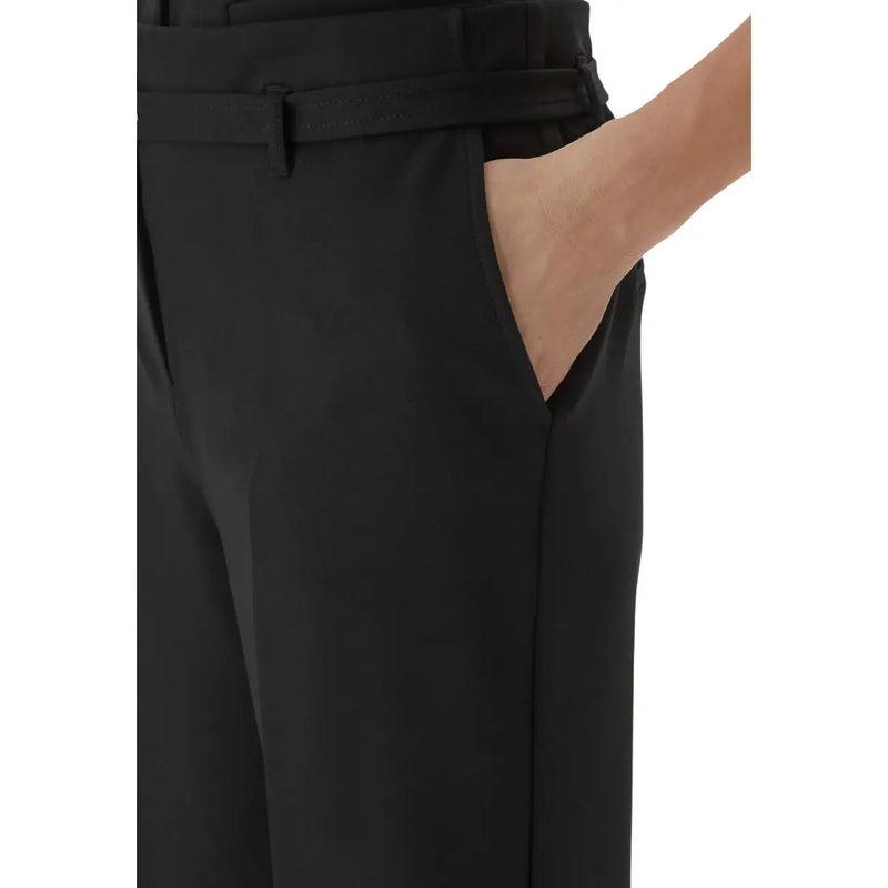 Guess Schwarze, taillierte Damenhose aus strukturiertem Crêpe mit elegantem, geradem Bein und passendem Gürtel