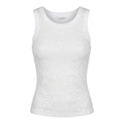 Weißes, paillettenbesetztes, ärmelloses Baumwoll-Top top von Guess mit Rundhalsausschnitt für Damen