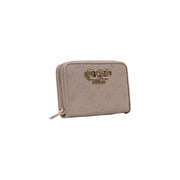 Beige guess Damengeldbörse mit strukturierter Polyurethan-Oberfläche und goldfarbenem Metallverschluss mit Reißverschlusstaschen, 14 x 9 x 3 cm