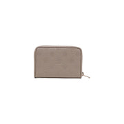 Beige Guess Damengeldbörse aus Polyurethan mit geprägtem Logomuster und Reißverschlusstaschen, Maße: 14 x 9 x 3 cm