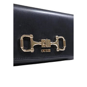 Schwarz Guess Damengeldbörse aus Polyurethan mit goldfarbenem Trensenverschluss und geprägtem Logo, Größe 20 x 10 x 4 cm