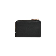 Schwarz strukturiert Guess Damengeldbörse aus Polyurethan mit goldfarbenem Reißverschlussanhänger und Reißverschlussknopfverschluss, 12 x 8 x 2 cm