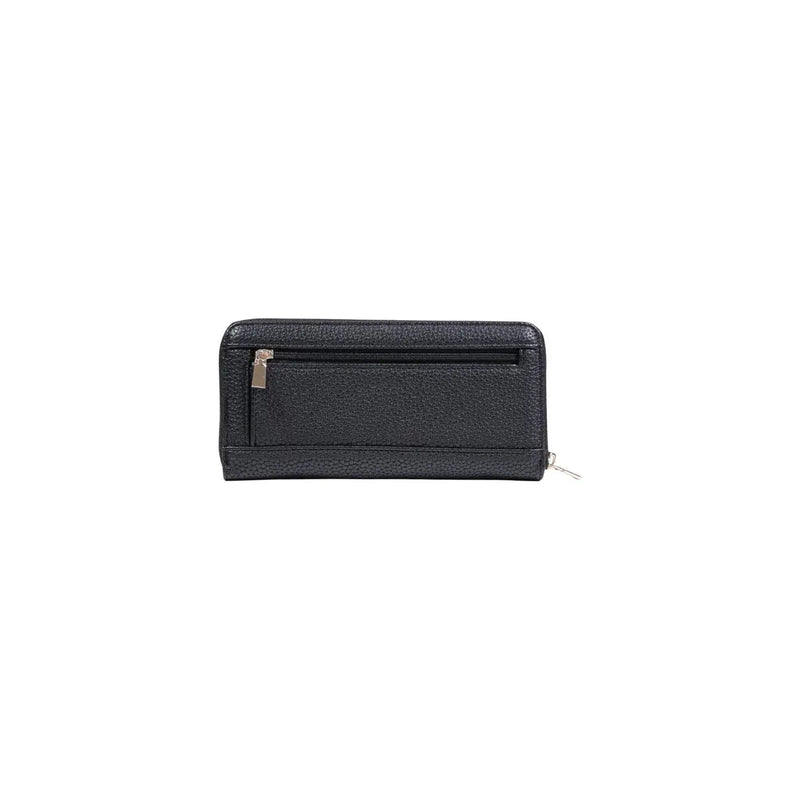 Schwarz strukturiert Guess Damengeldbörse aus Polyurethan mit Reißverschluss und Metalllaschen, 20 x 10 x 2 cm