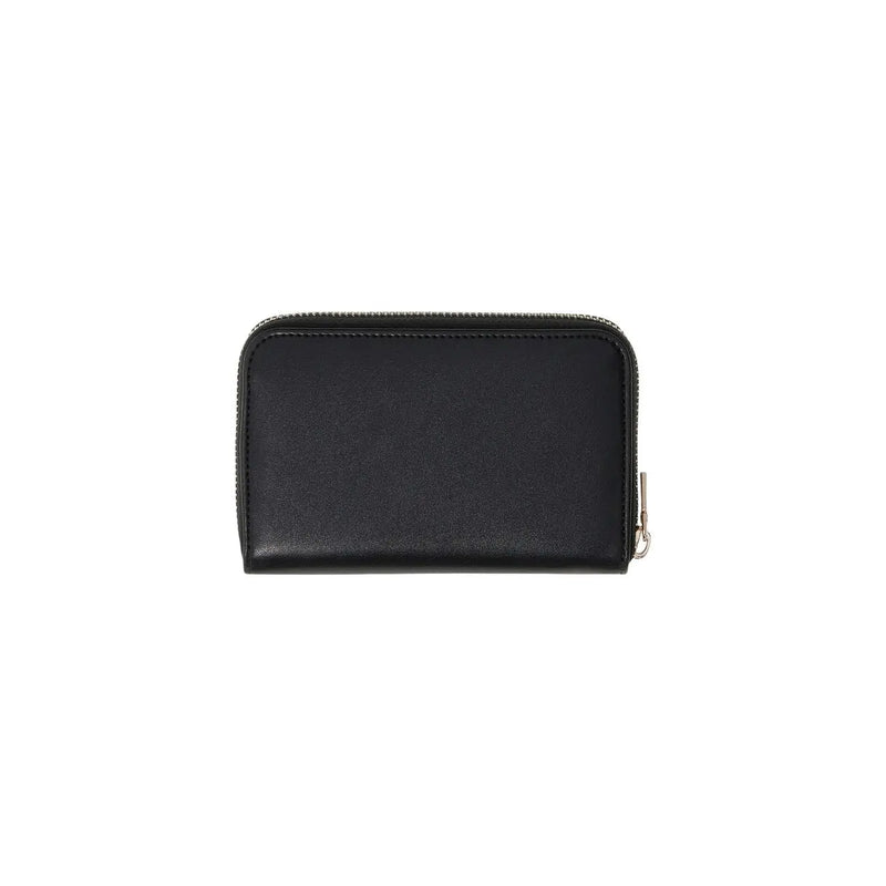 Guess Schwarze Damen-Geldbörse aus Polyurethan mit Reißverschluss, elegantem, minimalistischem Design und silberfarbenem Reißverschlussanhänger, Größe 14 x 9 x 3 cm