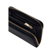 Guess Schwarze Damen-Geldbörse aus Polyurethan mit Reißverschluss, goldfarbenem Reißverschluss und Beschlägen, Maße: 14 x 9 x 3 Zentimeter