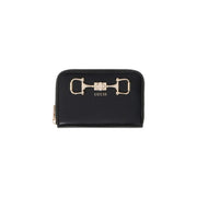 Schwarz guess Damengeldbörse mit goldfarbenem Trensenverschluss, Reißverschluss, aus Polyurethan, Größe 14 x 9 x 3 cm