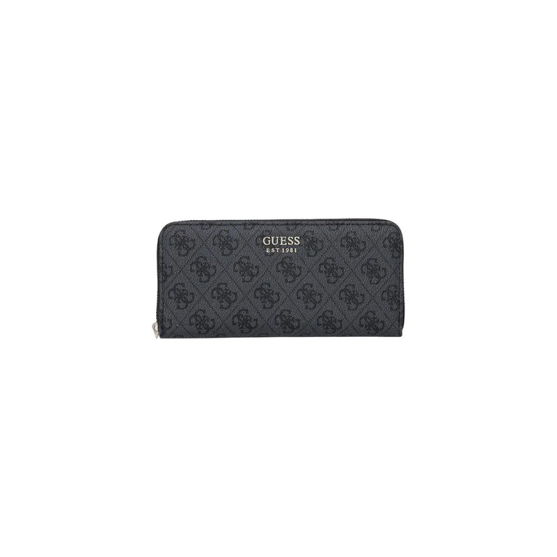 Schwarz Guess Damengeldbörse Brenton grau mit sich wiederholendem Logomuster und silberfarbenem Reißverschluss aus Polyurethan, 20 cm Größe