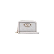 Silber Guess Damengeldbörse Coleen Logo, graues Polyurethan mit dezenter Musterung und Metallverschluss, 16 cm