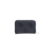 Dunkelgrau Guess Damengeldbörse mit schwarzem Logo-Muster und silbernem Reißverschluss, 14 x 9 x 2,5 cm, mit Reißverschluss-Innentaschen